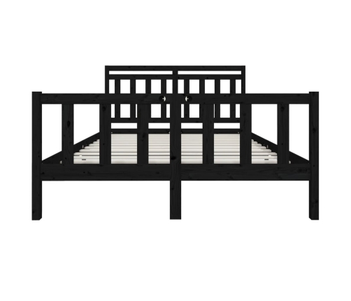 Estructura de cama de madera maciza negro 150x200 cm