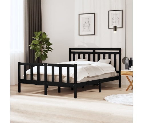 Estructura de cama de madera maciza negro 150x200 cm