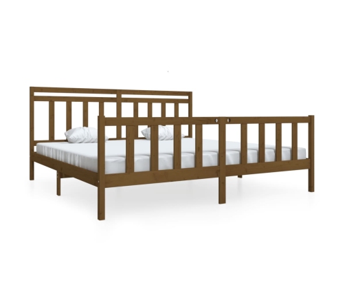 vidaXL Estructura de cama de madera maciza marrón miel 200x200 cm