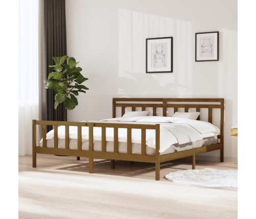 vidaXL Estructura de cama de madera maciza marrón miel 200x200 cm