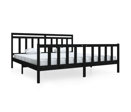 Estructura de cama de madera maciza negra 200x200 cm