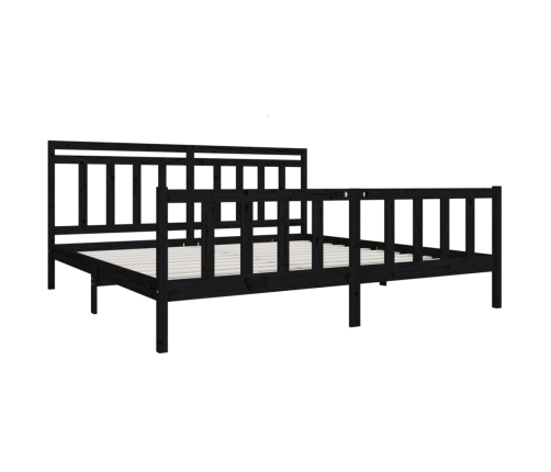 Estructura de cama de madera maciza negra 200x200 cm