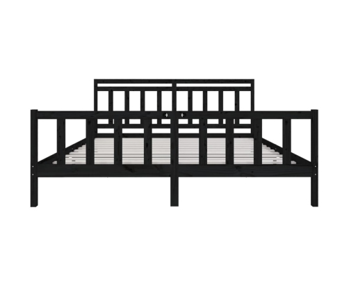 Estructura de cama de madera maciza negra 200x200 cm