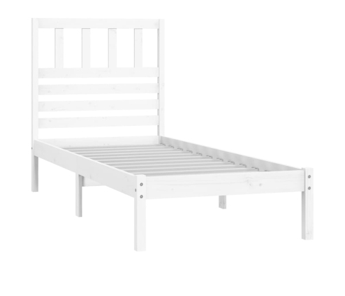 Estructura de cama sin colchón madera maciza blanca 75x190 cm