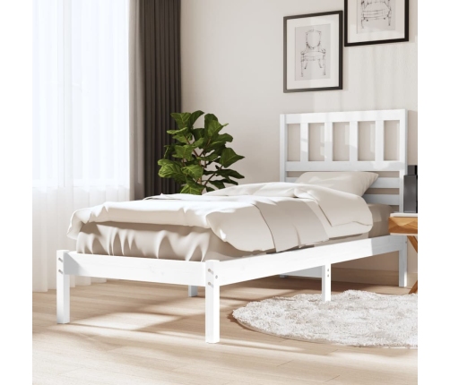 Estructura de cama sin colchón madera maciza blanca 75x190 cm