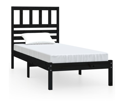 Estructura de cama madera maciza de pino negro 75x190 cm