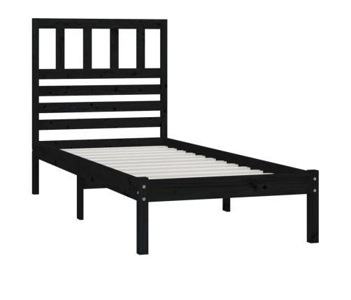 Estructura de cama madera maciza de pino negro 75x190 cm