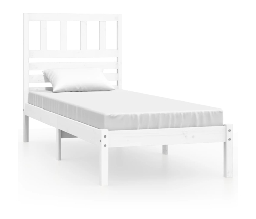 vidaXL Estructura cama individual madera maciza pino blanco 90x190 cm