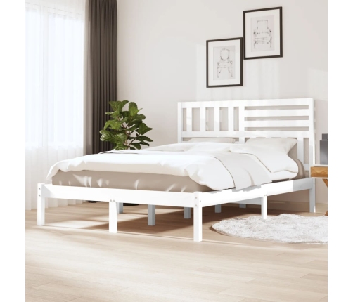 Estructura de cama sin colchón madera maciza blanca 120x190 cm