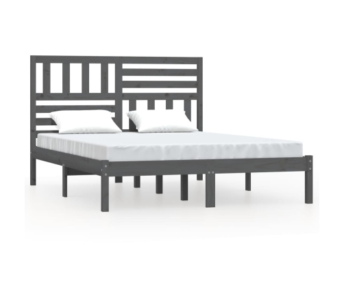 Estructura de cama madera maciza de pino gris 135x190 cm