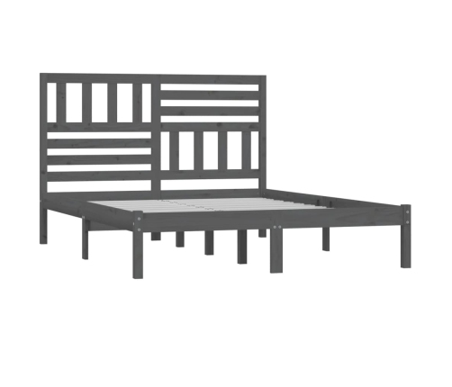 Estructura de cama madera maciza de pino gris 135x190 cm