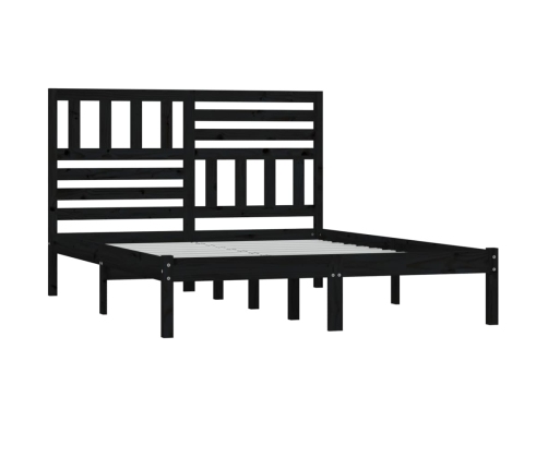 Estructura de cama doble madera maciza pino negro 135x190 cm