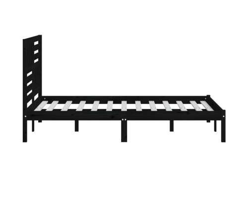 Estructura de cama doble madera maciza pino negro 135x190 cm