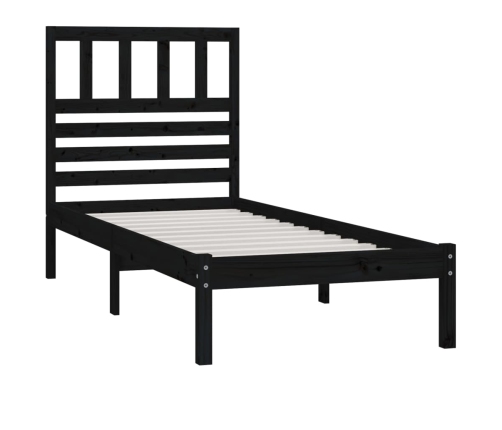 Estructura de cama sin colchón madera de pino negro 100x200 cm