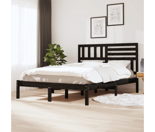 Estructura de cama sin colchón madera pino negro 140x200 cm