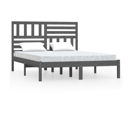 Estructura de cama madera maciza de pino gris 150x200 cm