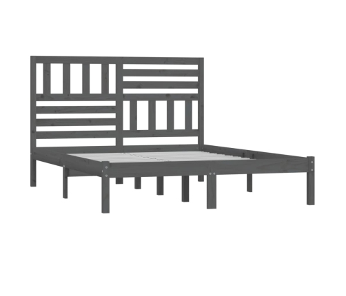 Estructura de cama madera maciza de pino gris 150x200 cm