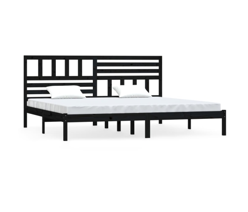 vidaXL Estructura de cama de madera maciza negra 180x200 cm