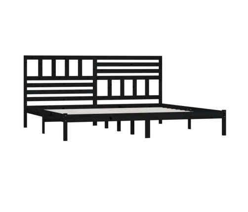 vidaXL Estructura de cama de madera maciza negra 180x200 cm