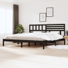 vidaXL Estructura de cama de madera maciza negra 180x200 cm