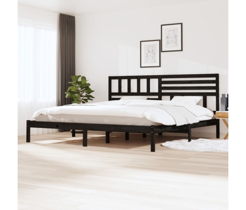 vidaXL Estructura de cama de madera maciza negra 180x200 cm