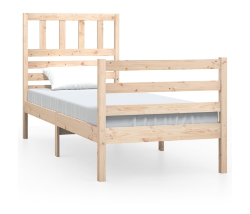 Estructura de cama individual pequeña madera maciza 75x190 cm