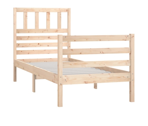 Estructura de cama individual pequeña madera maciza 75x190 cm