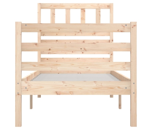 Estructura de cama individual pequeña madera maciza 75x190 cm
