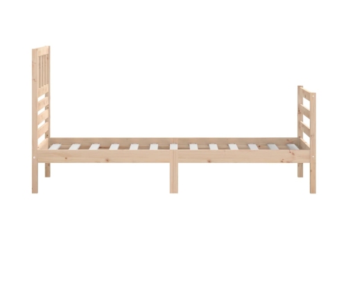 Estructura de cama individual pequeña madera maciza 75x190 cm