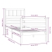 Estructura de cama individual pequeña madera maciza 75x190 cm