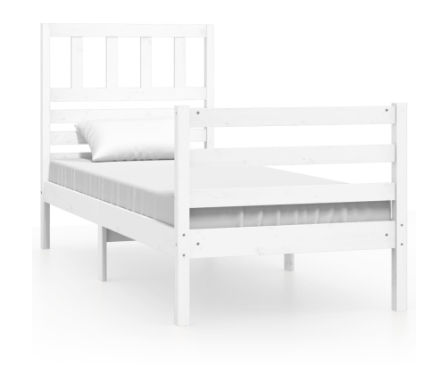 Estructura de cama individual madera maciza blanco 75x190 cm