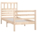 Estructura de cama individual de madera maciza 90x190 cm