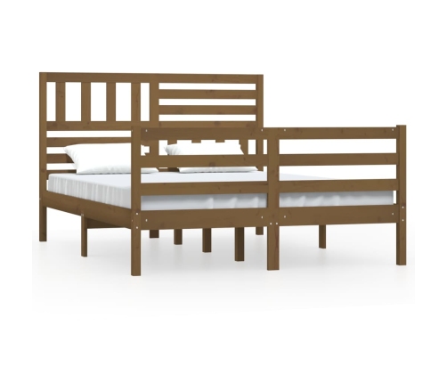 Estructura de cama doble madera maciza marrón miel 120x190 cm