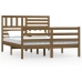 Estructura de cama doble madera maciza marrón miel 120x190 cm