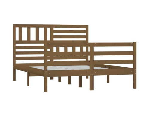 Estructura de cama doble madera maciza marrón miel 120x190 cm