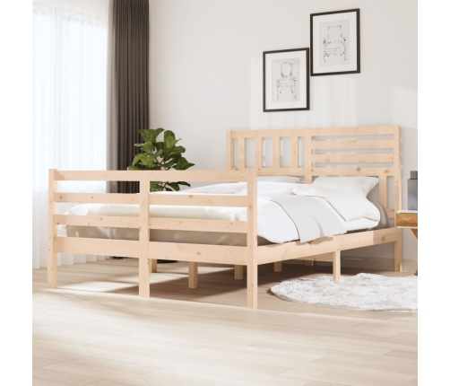 Estructura cama doble pequeña madera maciza 135x190 cm