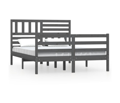 Estructura de cama doble madera maciza gris 135x190 cm