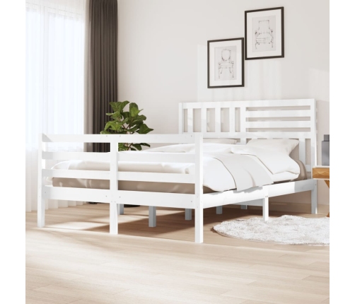 Estructura de cama sin colchón madera maciza blanco 140x190 cm