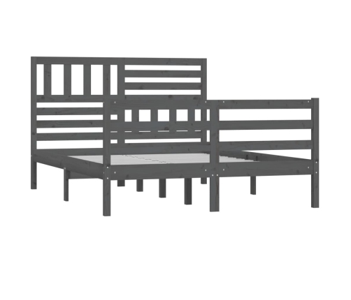 Estructura de cama sin colchón madera maciza gris 140x190 cm