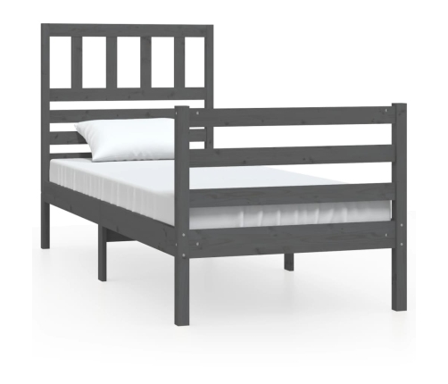 vidaXL Estructura de cama madera maciza gris 90x200 cm