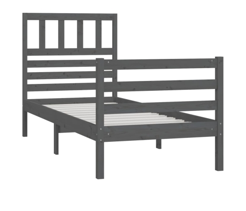 vidaXL Estructura de cama madera maciza gris 90x200 cm