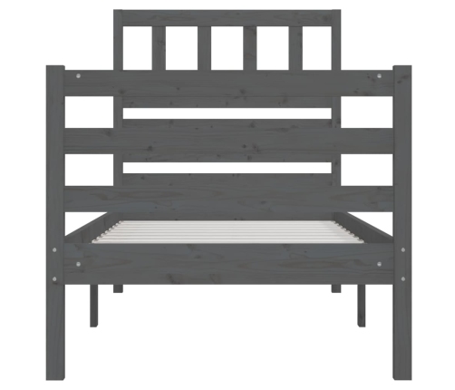 vidaXL Estructura de cama madera maciza gris 90x200 cm