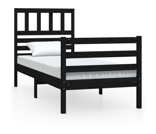 vidaXL Estructura de cama madera maciza negro 90x200 cm