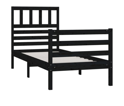 vidaXL Estructura de cama madera maciza negro 90x200 cm