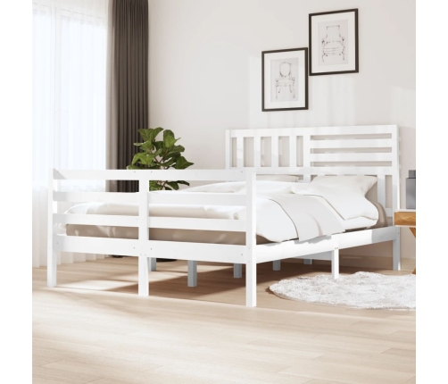 Estructura de cama sin colchón madera maciza blanco 160x200 cm