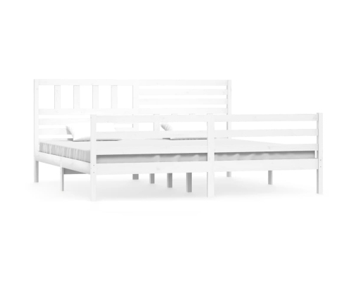 Estructura cama de madera maciza blanca super king 180x200 cm