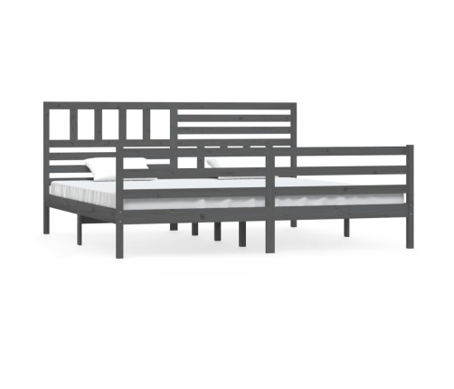 vidaXL Estructura de cama de madera maciza gris 200x200 cm