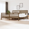 Estructura cama sin colchón madera maciza marrón miel 200x200cm