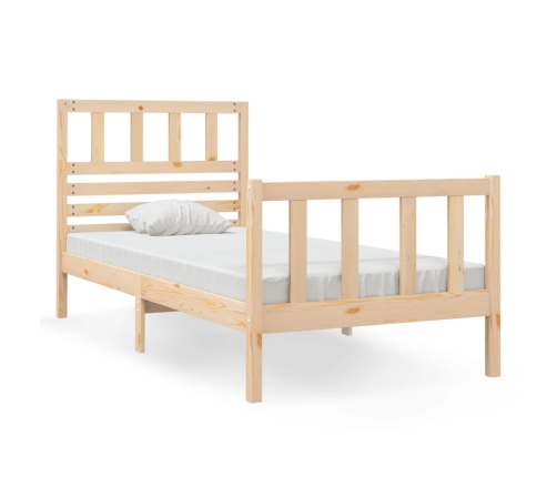 Estructura de cama individual pequeña madera maciza 75x190 cm