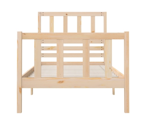 Estructura de cama individual pequeña madera maciza 75x190 cm